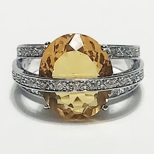 9.0ctw Citrine Oval Solitate Sterling Silver Statement Womens Ring size 7.5 NEW